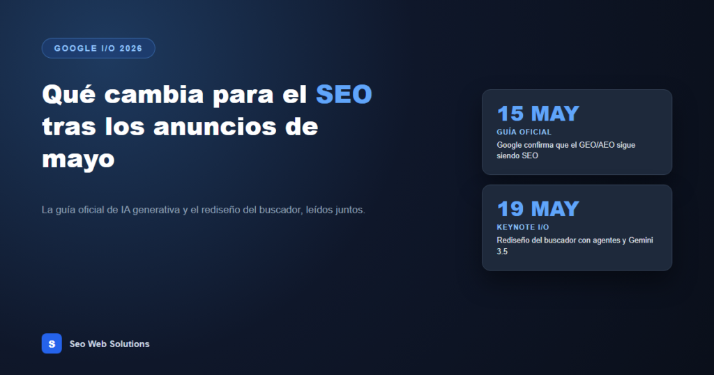 Google I/O 2026 y guía oficial de IA generativa, mayo 2026