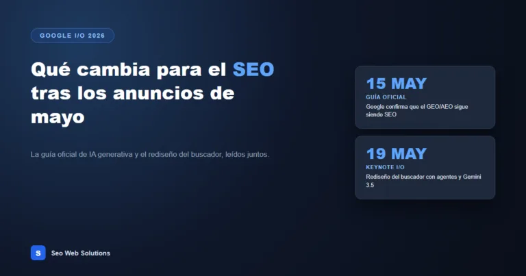 Google I/O 2026: qué cambia para el SEO (guía completa)